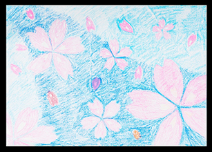ブレザーの裏地に採用された及川夏稀さん（当時、中学1年生）の桜吹雪の絵