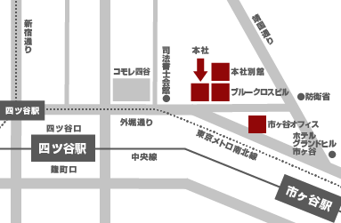 本社、本社別館 ブルークロスビルの地図