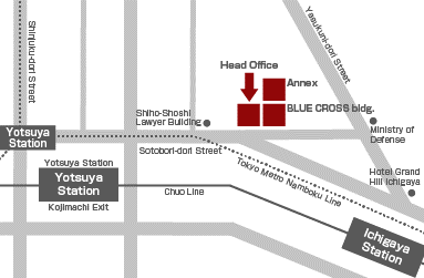 Head Office and BLUE CROSS bldg.'s map