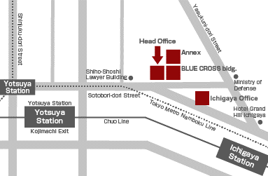 Head Office and BLUE CROSS bldg.'s map