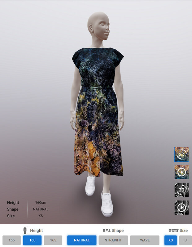 3Dのリアルな着装イメージを表示